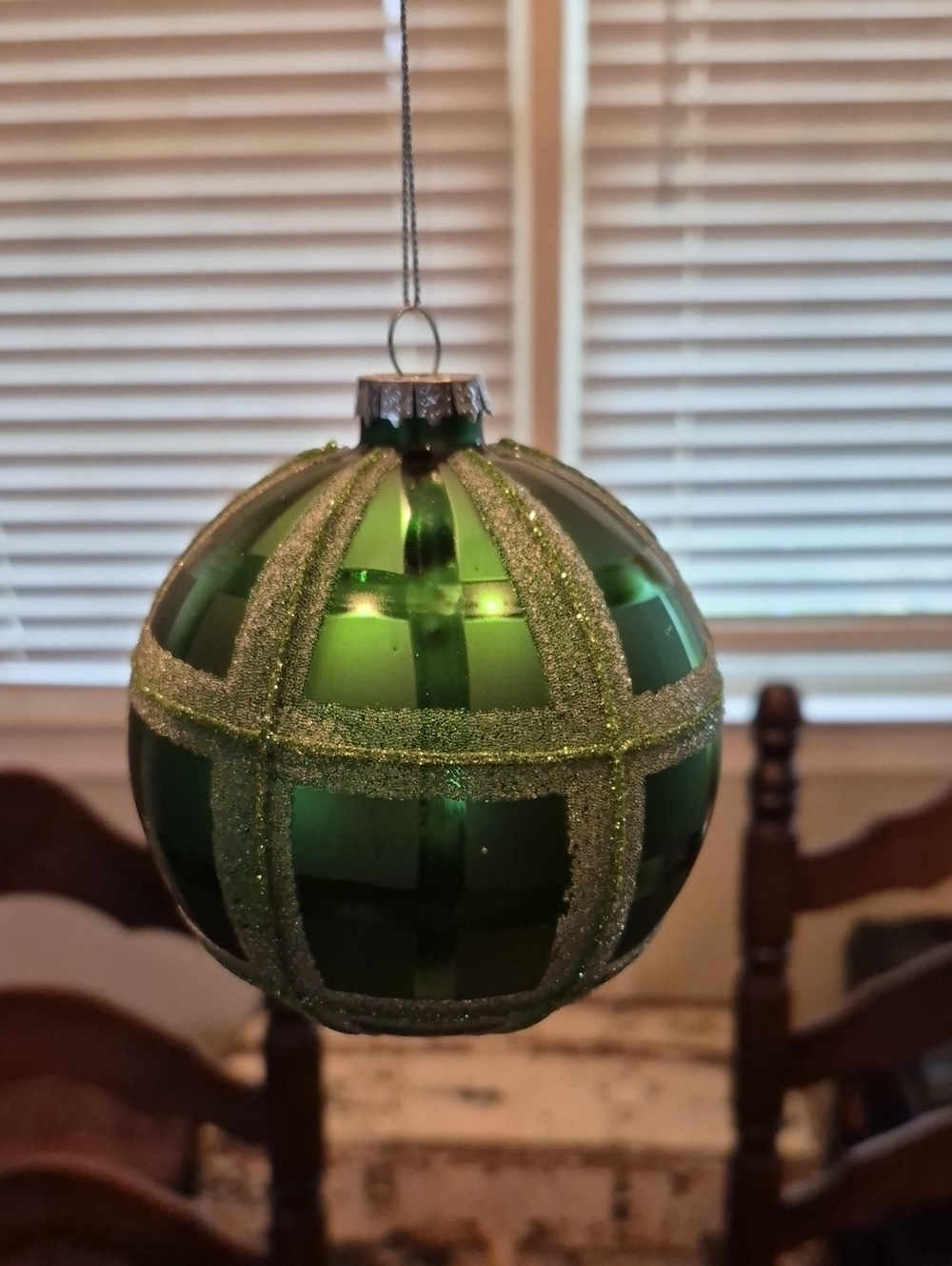 Mark Roberts Green Glitter Glass Ornament